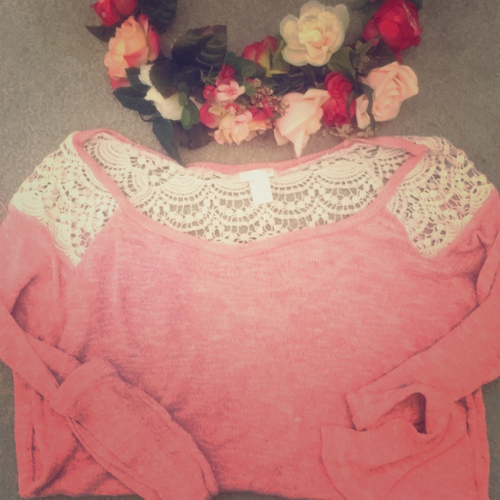 Lace back sweater